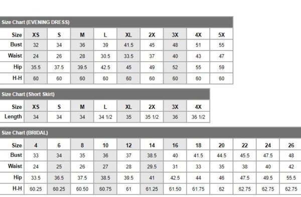 tabla de medidas